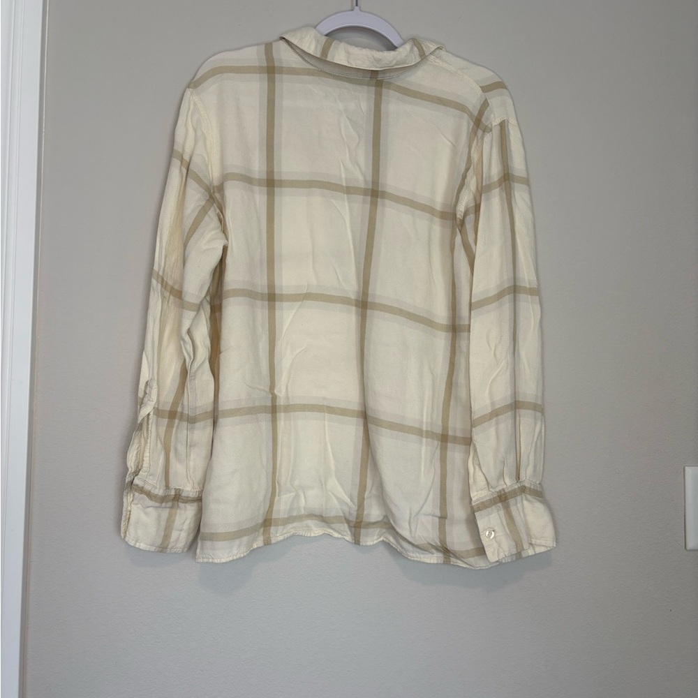WeWoreWhat | Brushed Flannel Button Up & Drawstring Pull On Pant Set | Ecru | L - Picture 6 of 8